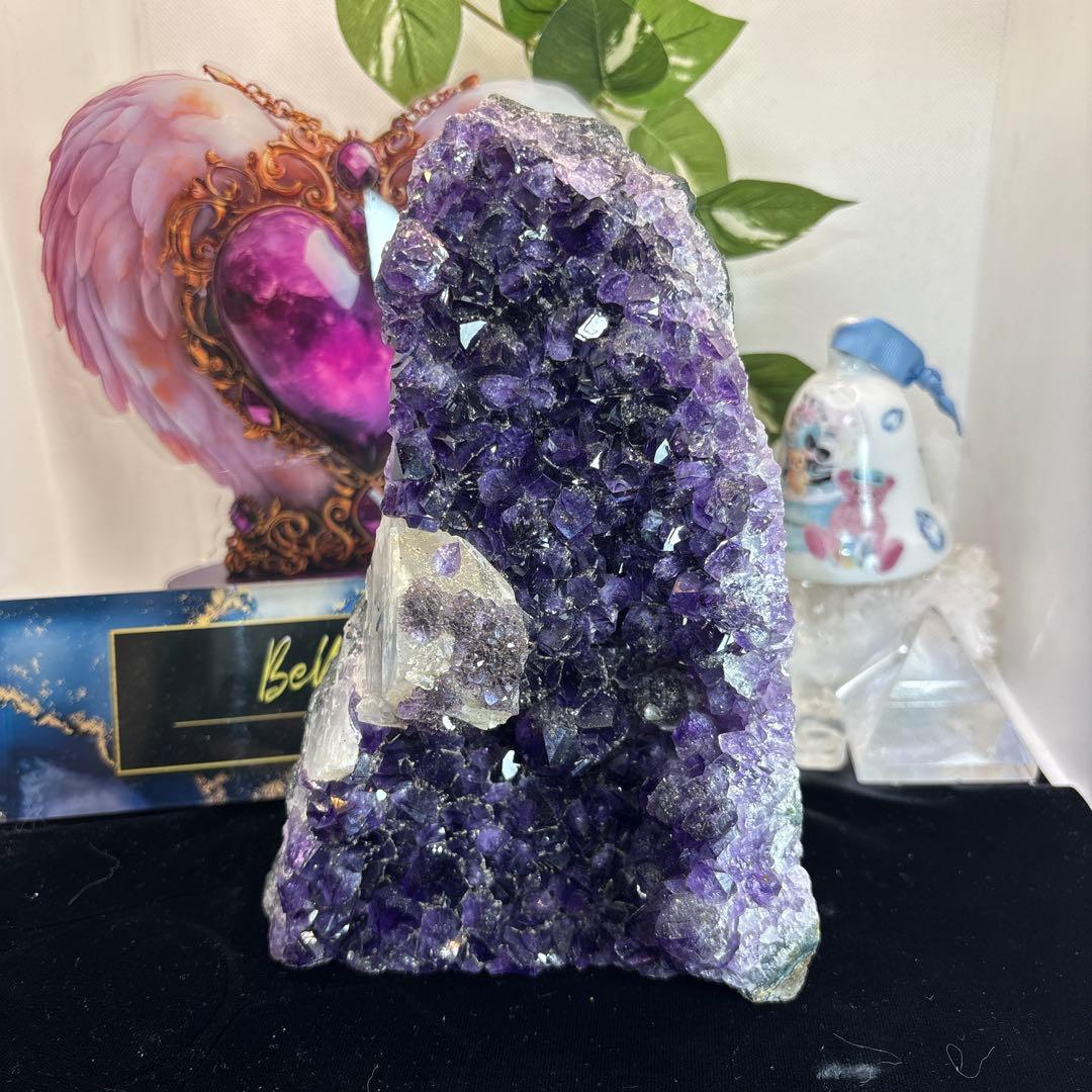 ウルグアイ産♡アメジストドーム♡カルサイト共生♡専用台座セット♡総重量2.7kg