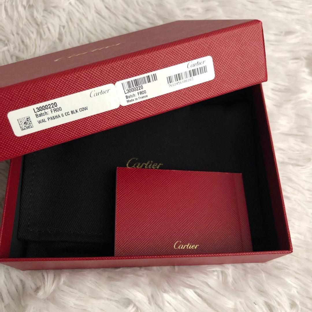 財布 ブランド 二つ折り Cartier カルティエ パシャ 本革 レザー 黒