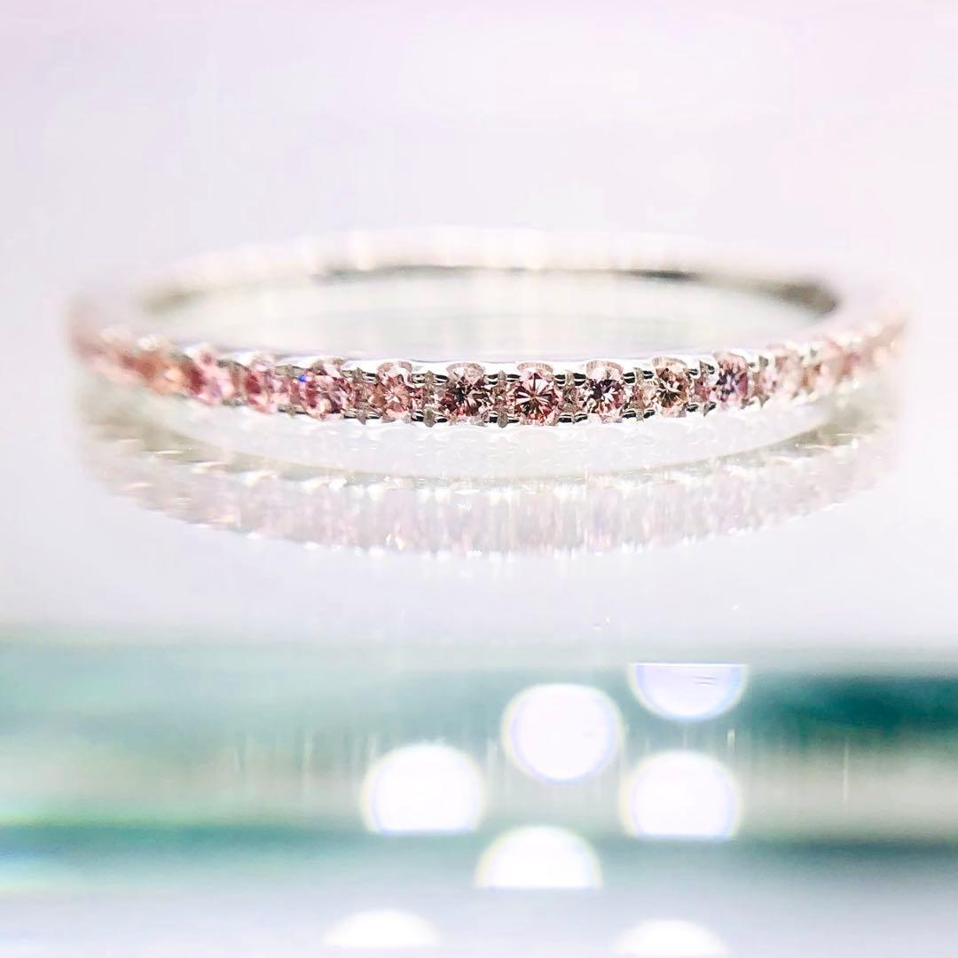 お値下げ！【純粋ナチュラルピンクダイヤ★最上級に上品な大人気ハーフエタ！】リング