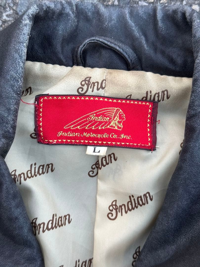 Indian motorcycleブラックレザーライダースジャケット