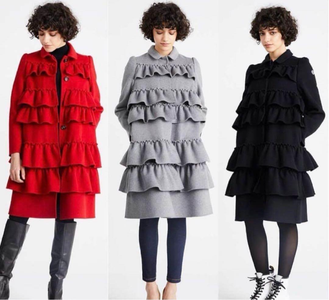 さ*ら様 BORDERS at BALCONY フリル　ラッフルコート　グレー