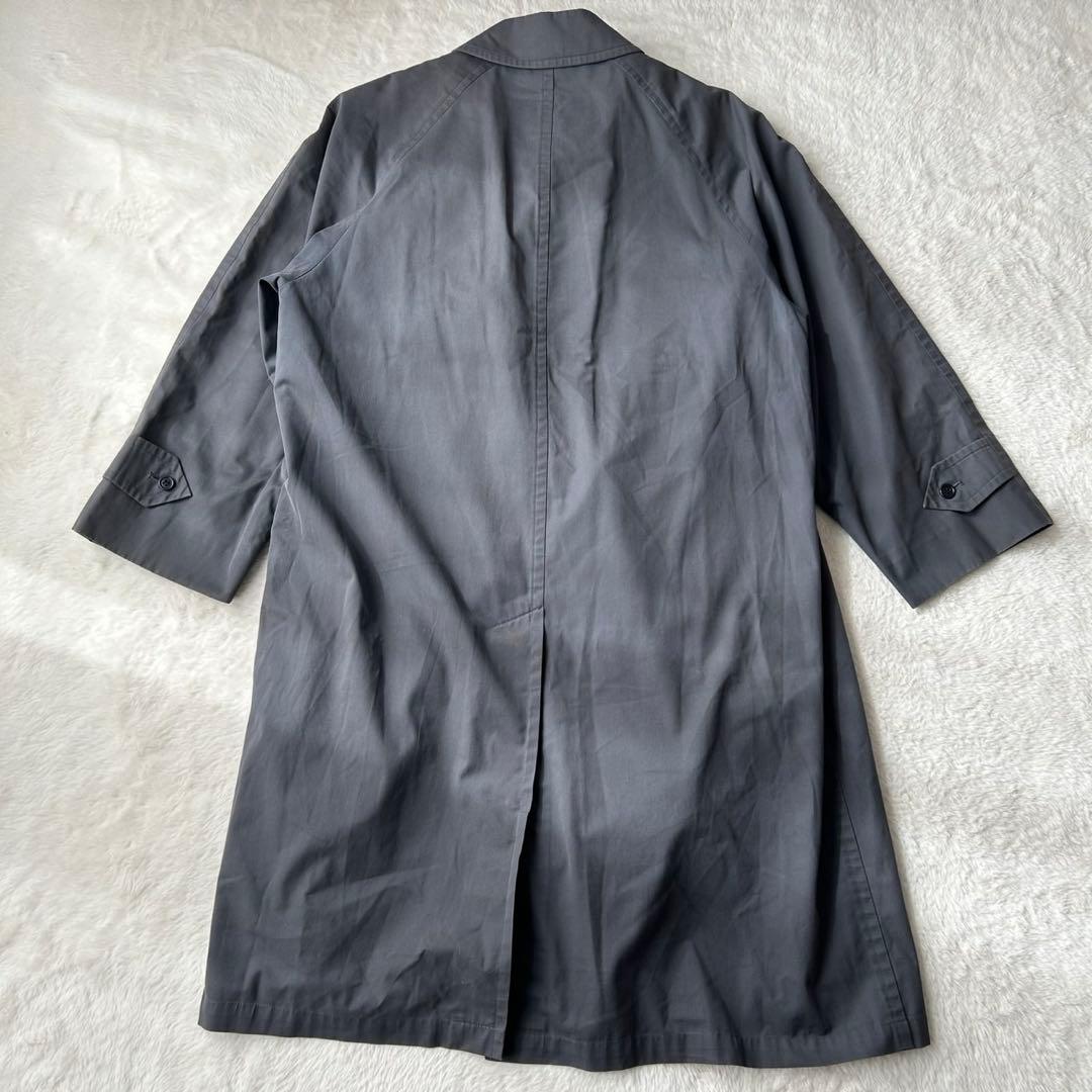 希少カラー バーバリー ステンカラーコート ライナー付 2way ネイビーグレー