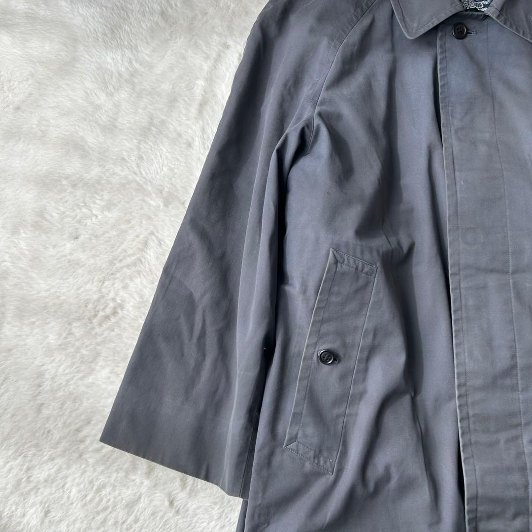 希少カラー バーバリー ステンカラーコート ライナー付 2way ネイビーグレー