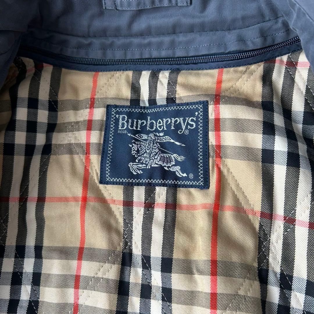 希少カラー バーバリー ステンカラーコート ライナー付 2way ネイビーグレー