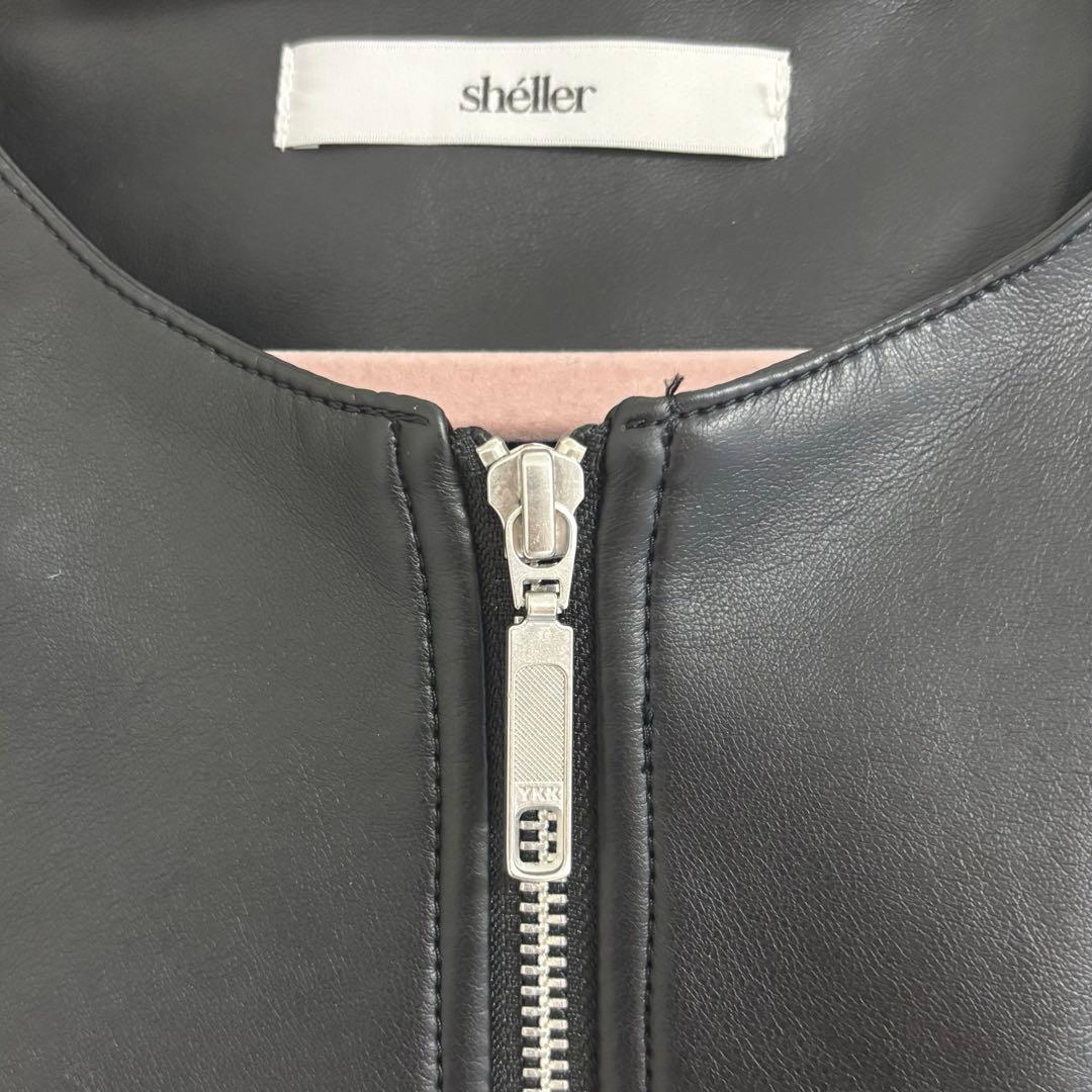 シェリエ sheller ノーカラーライダースジャケット