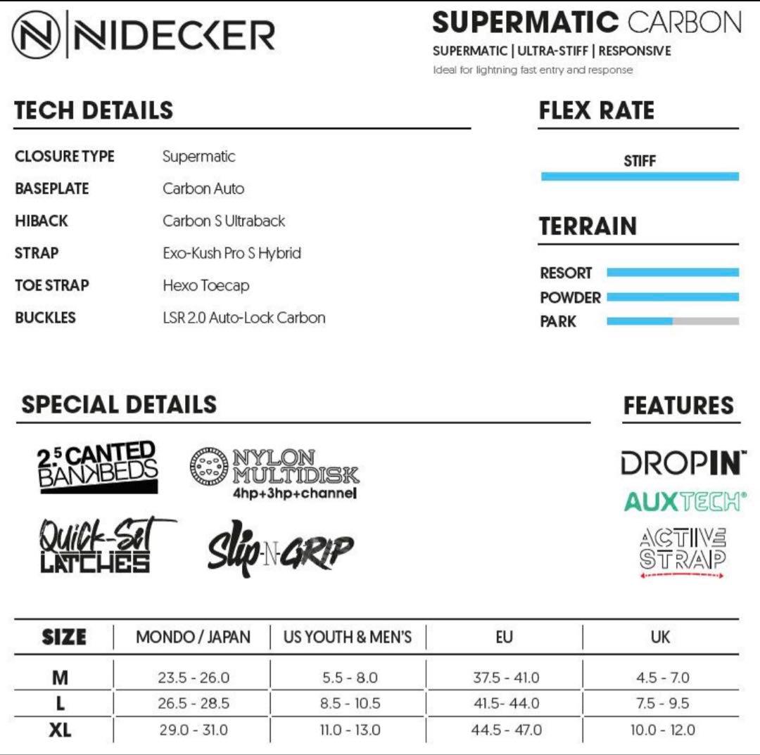 NIDECKER SUPERMATIC CARBON 24-25モデル Mサイズ
