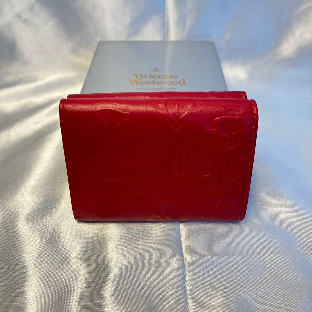 新品 Vivienne Westwood レッド ヴィヴィアン柄 三つ折り財布