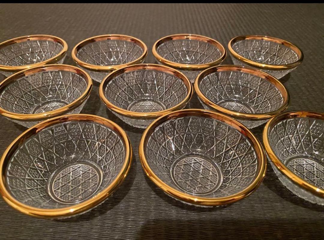 珍味入れ　金付切子柄珍味入れ10客