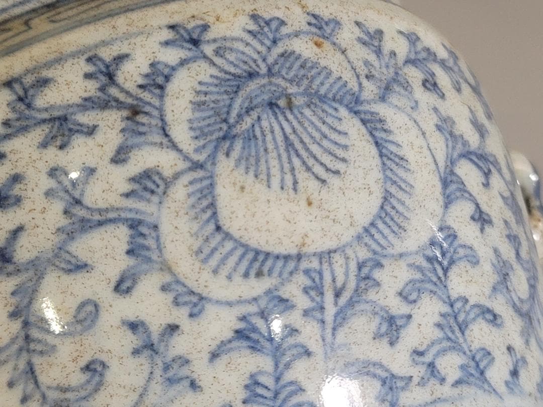 中国 染付 蓋壷 時代物 DT170