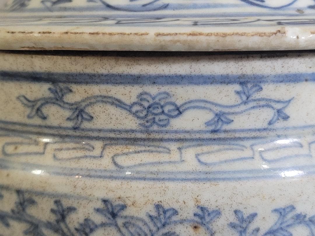 中国 染付 蓋壷 時代物 DT170