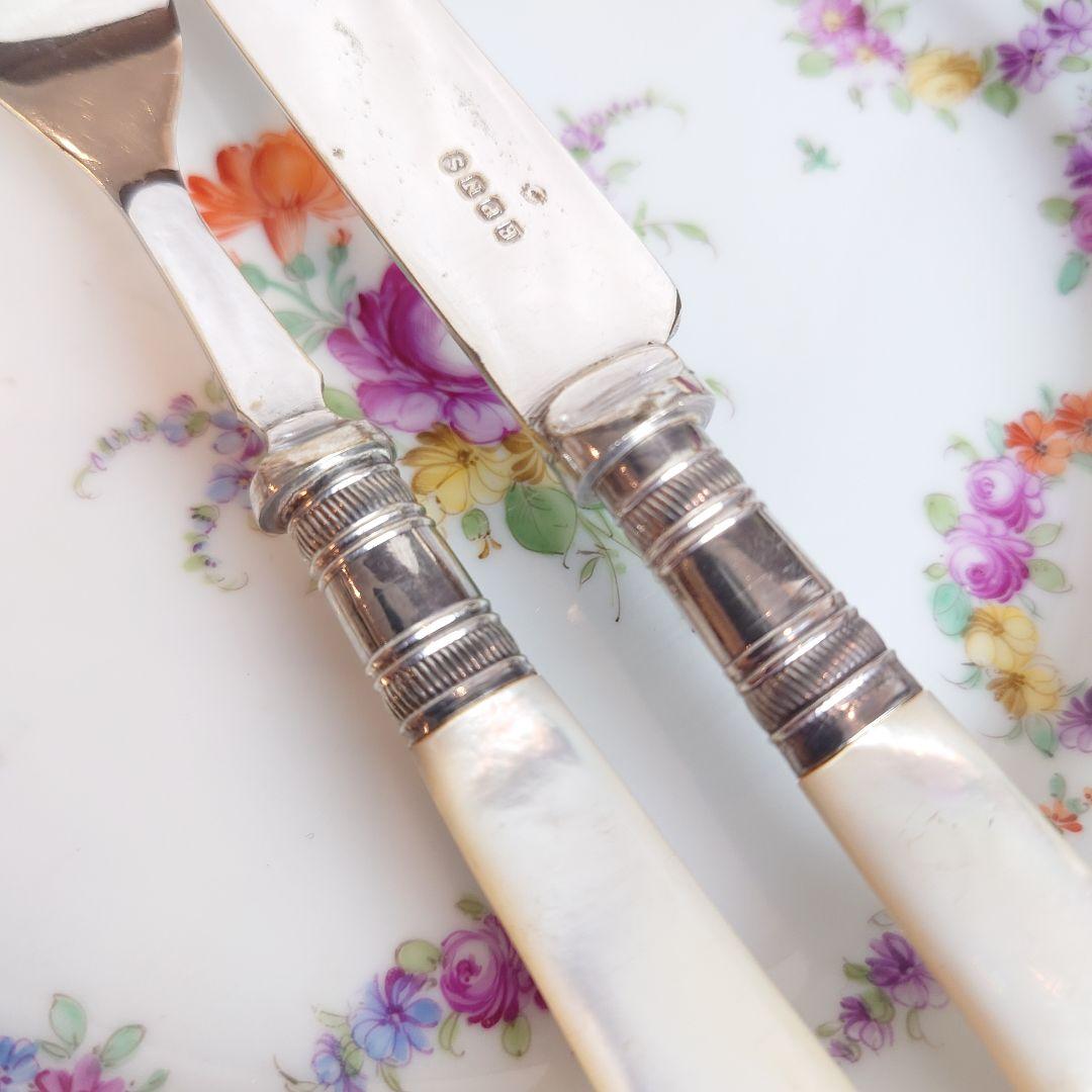 白蝶貝　マザーオブパール　デザートカトラリー　ナイフ　フォーク　アンティーク