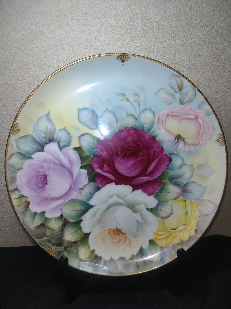 ノリタケ素描薔薇画皿（ハンドペイント）