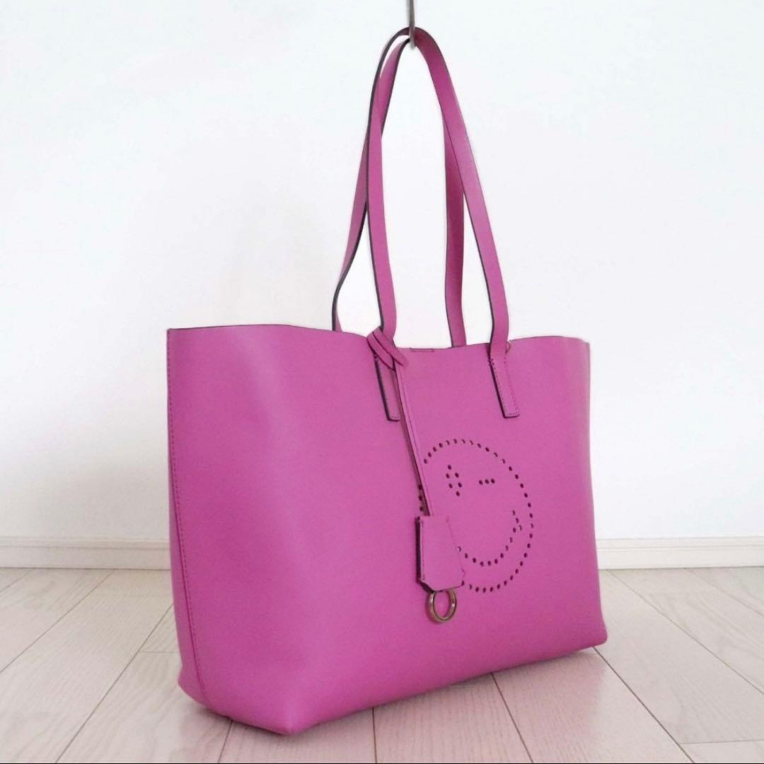 アニヤハインドマーチ イーブリー ショッパー ウインク トート バッグ ピンク