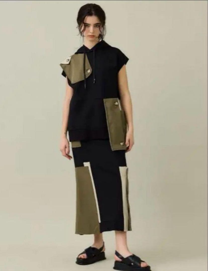 seeUN3D. アンスリード　パッチワーク　ドッキングニットロングスカー