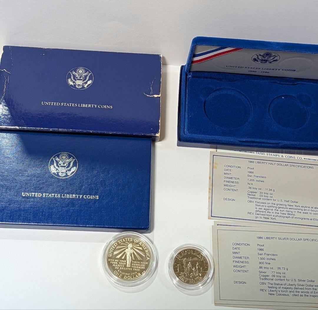 美品　1986年 アメリカ 自由の女神 記念銀貨　レトロ　コレクション　付属品有