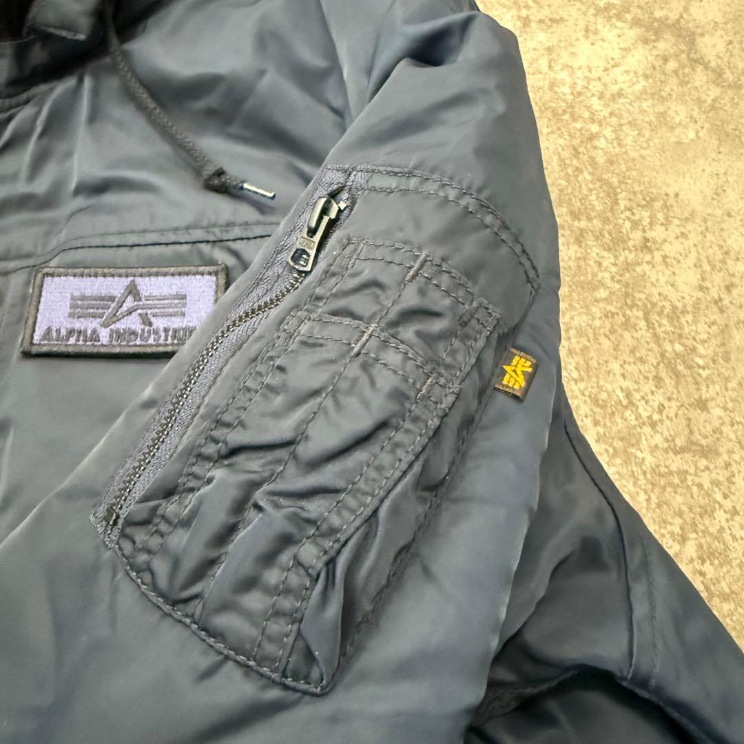 ALPHA アルファ フーデッド リブジャケット ネイビー