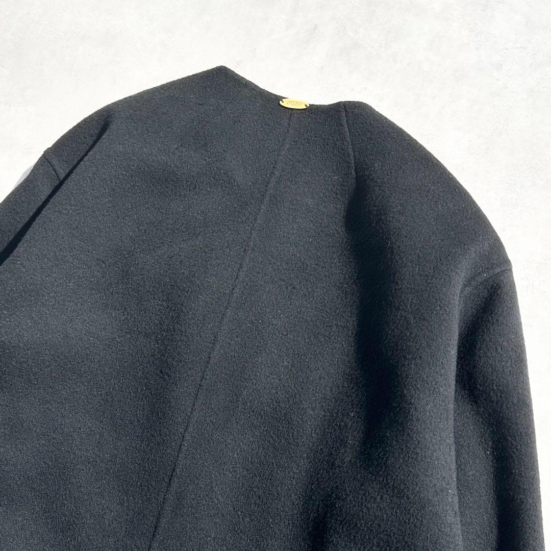 ドゥーズィエムクラス　victorianリバーロングノーカラーコート ブラック