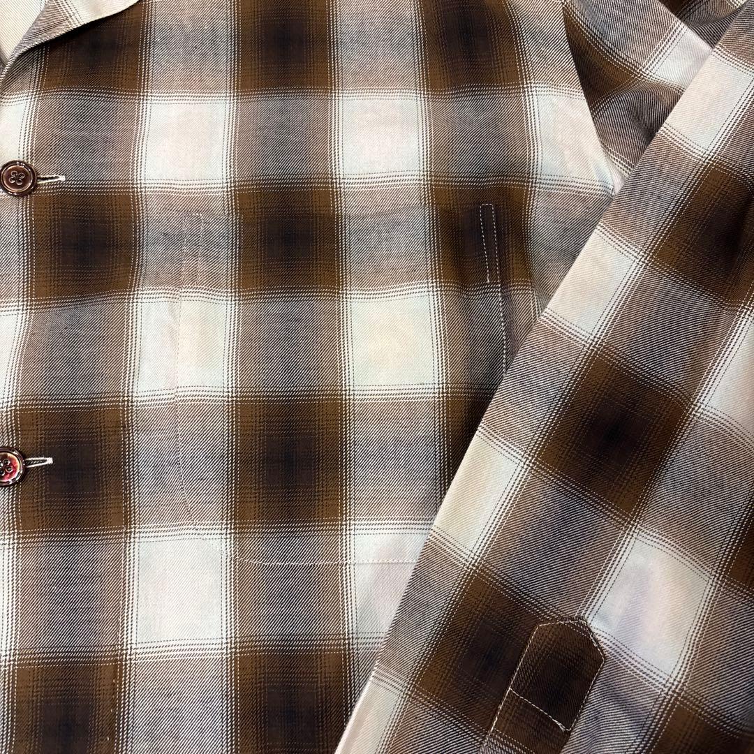 Uアローズ別注 サルヴァトーレピッコロ オンブレチェック オープンカラーシャツ