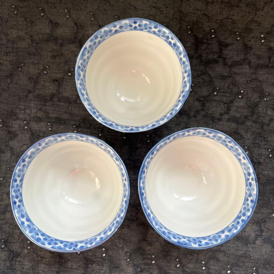 柿右衛門　染付花唐草　角福　渦福　小鉢　蕎麦猪口　3客組　蛸唐草