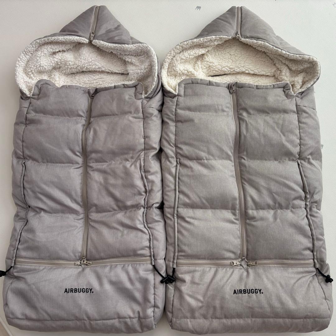 AIRBUGGY ベビーカー　フットマフ　双子　美品　セット　アースサンド