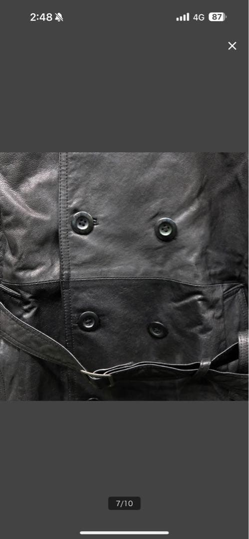 MICHEL  HOMME シワ加工 レザートレンチコート 48 本革
