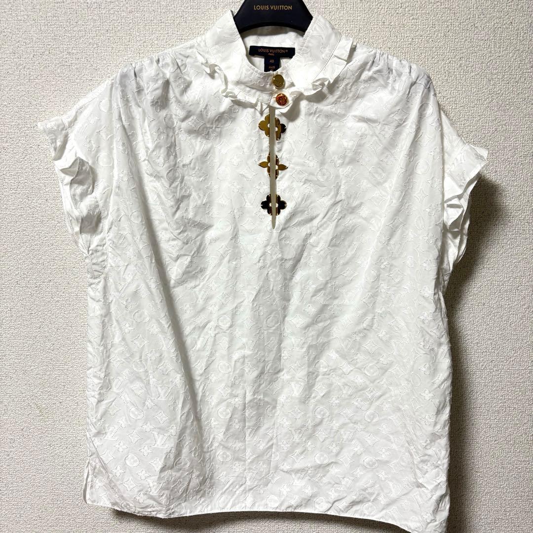 美品 Louis Vuitton フリルブラウス ホワイト 40