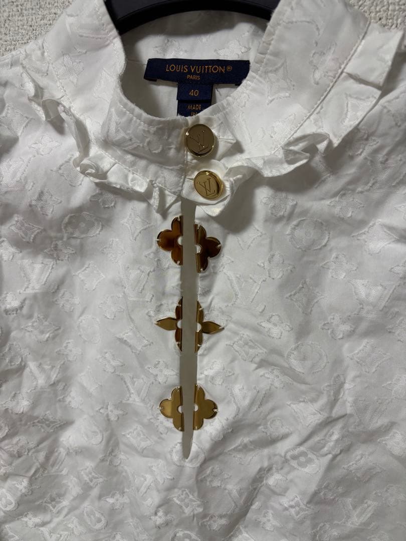 美品 Louis Vuitton フリルブラウス ホワイト 40