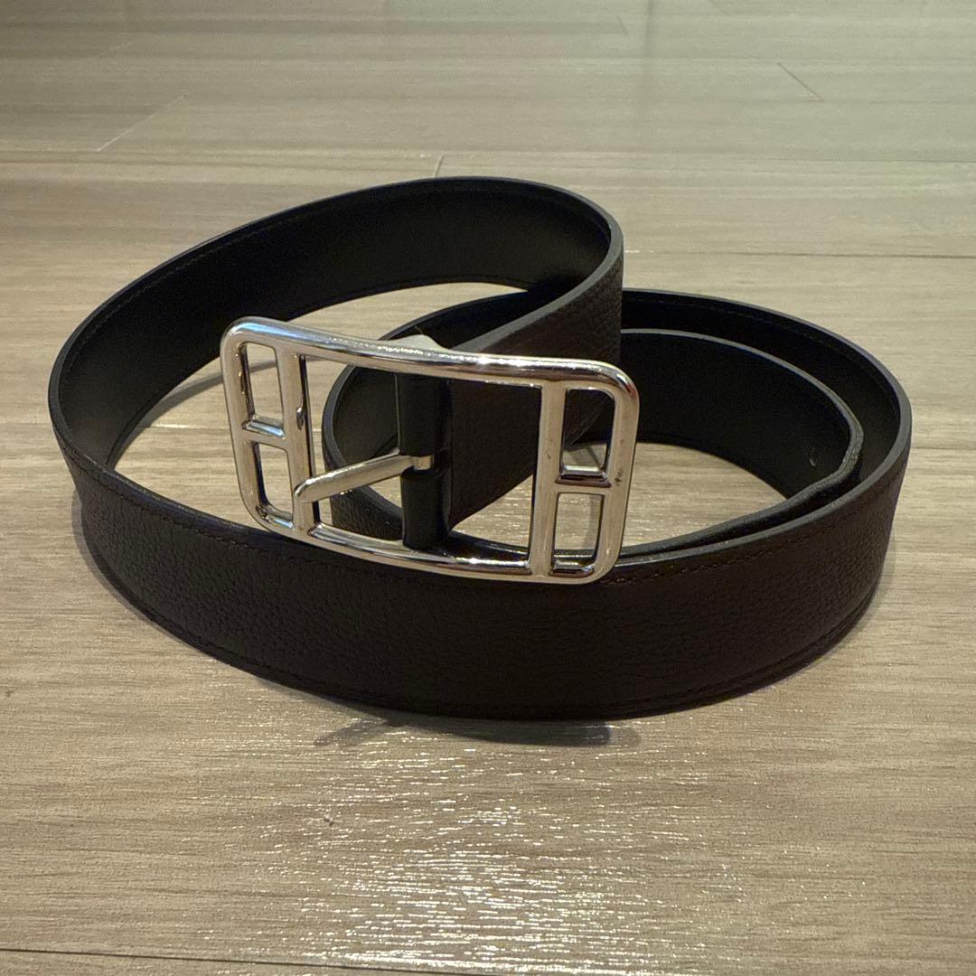 エルメス メンズ レザーベルト ブラウン&黒リバーシブル（約104.5cm）