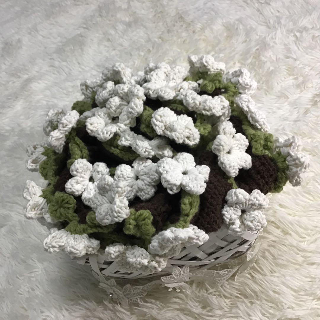 花束ブランケット　ネモフィラ　一点物　手編み