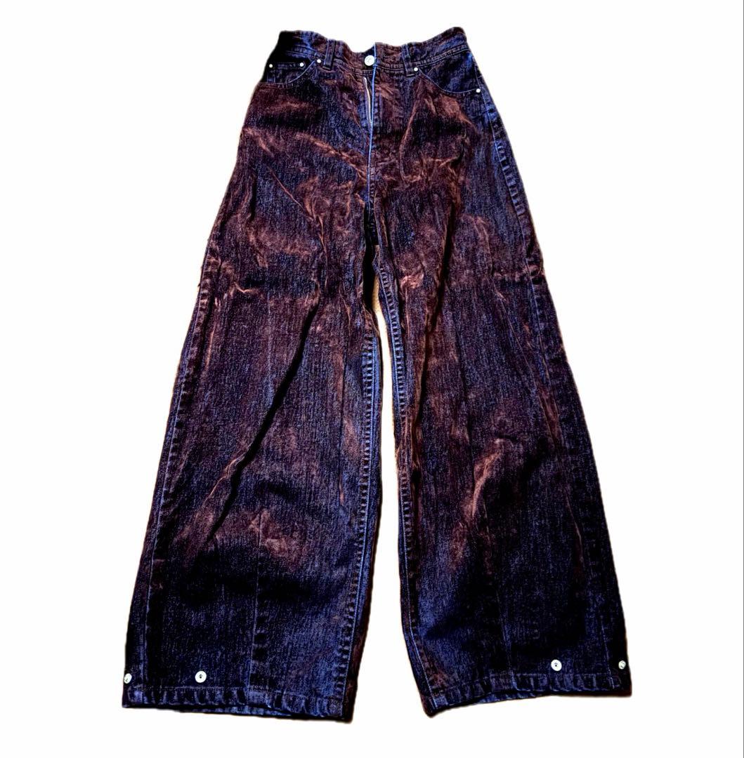 MURUA フロッキーバレルレッグデニム サイズ1 ボルドー