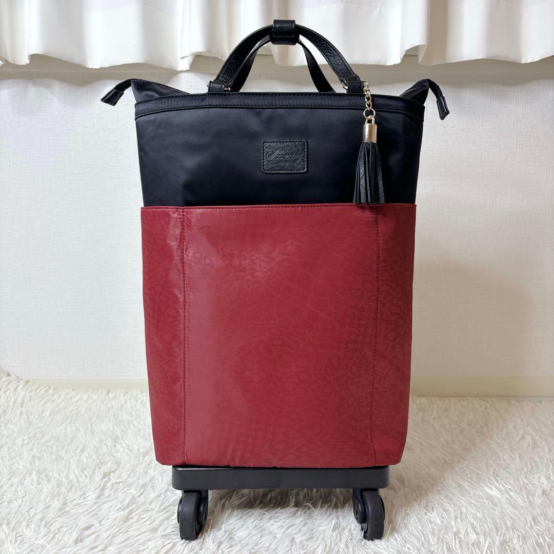 SWANY キャリーバッグ レオパード柄 4輪 ストッパー付き お買い物カート