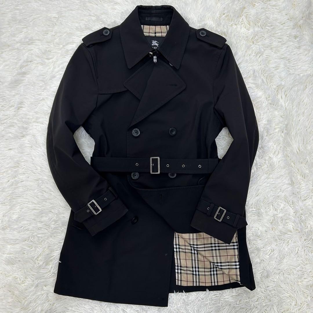 【訳あり美品/L】バーバリーブラックレーベル トレンチコート ノバ ベルト 黒