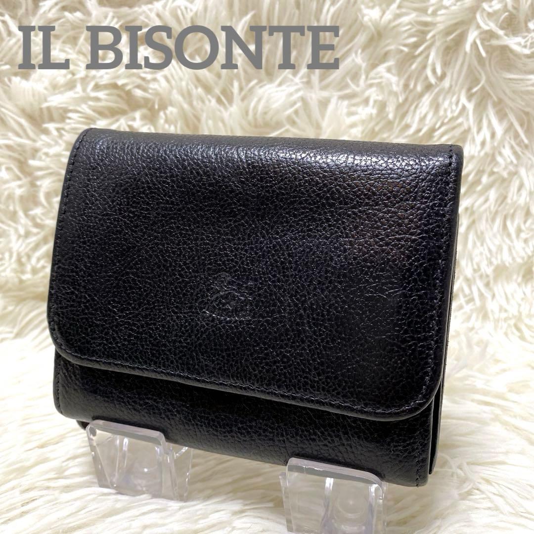 IL BISONTE イルビゾンテ コンパクト 折り財布 2つ折り ブラック