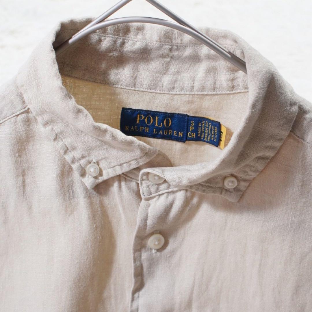 24年 リネン100% 《POLO RALPH LAUREN》ボタンダウン(S)