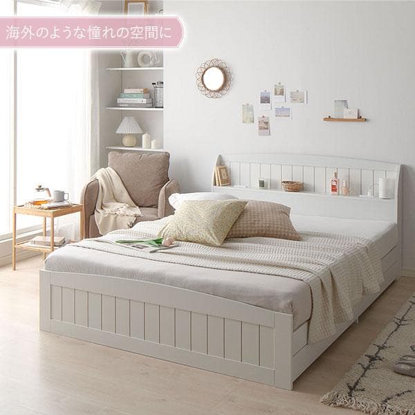ベッド シングル ポケットコイルマットレス付き ホワイト ds-2472976