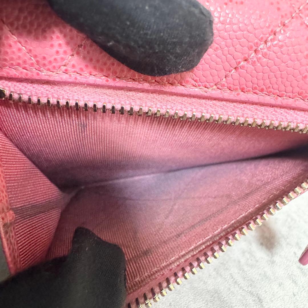 シャネル コンパクト財布 三つ折り財布 ココマーク マトラッセ キャビアスキン