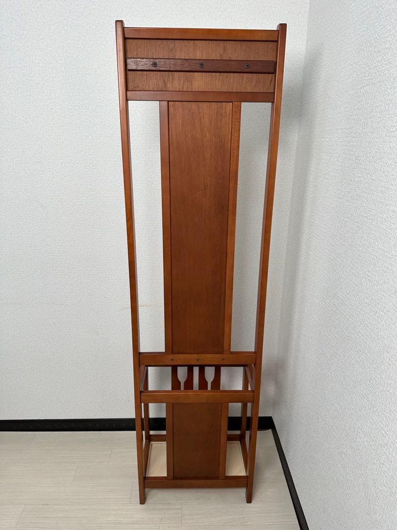 オールドカリモク ハンガーラック コートハンガー　傘立て ミラー付き ※i4※