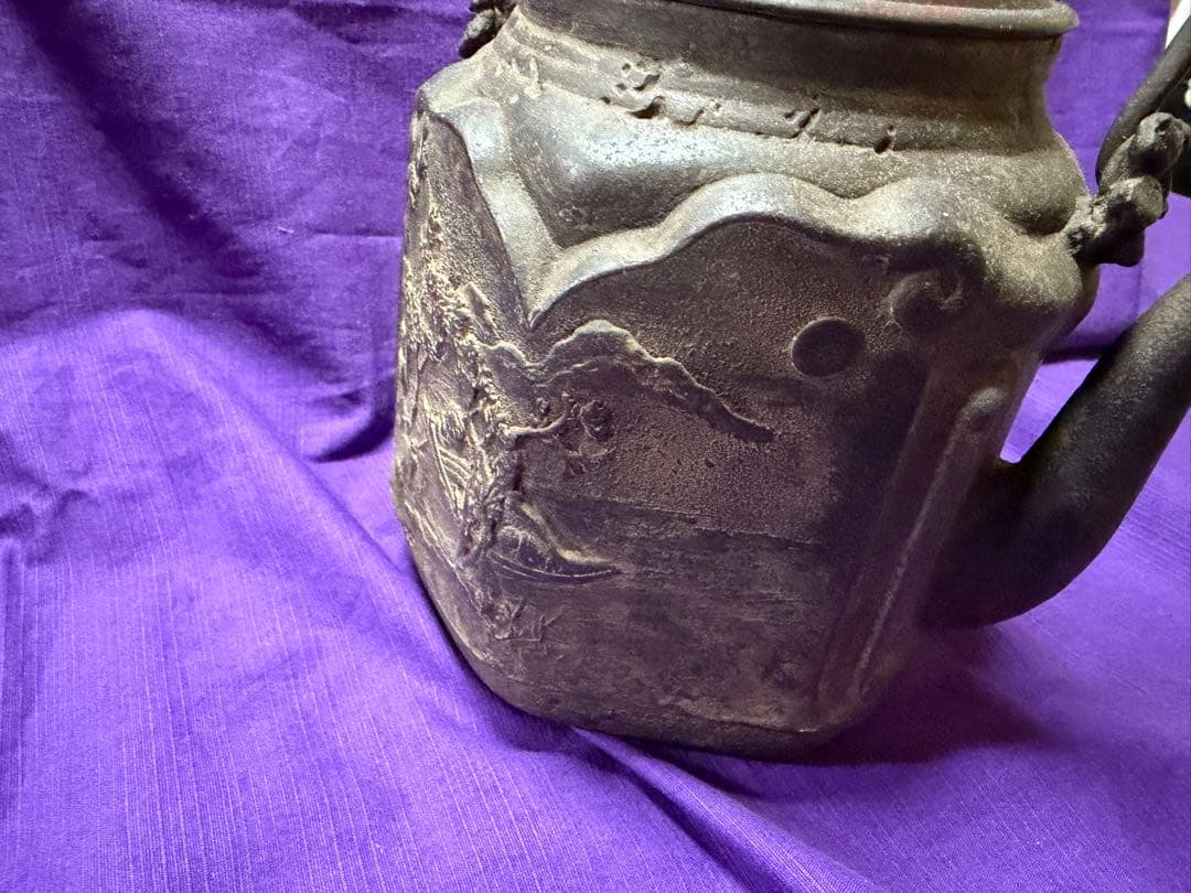 本物保証　鉄瓶　龍文堂　大國寿朗　明確な出来最高品　鄭允端《東坡赤壁圖》金龍堂