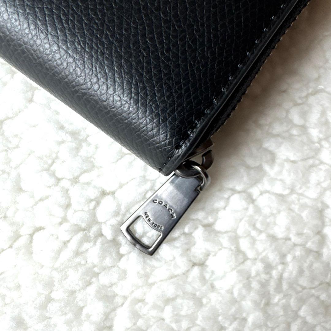 リンク様 COACH メンズ長財布 ブラック F74977