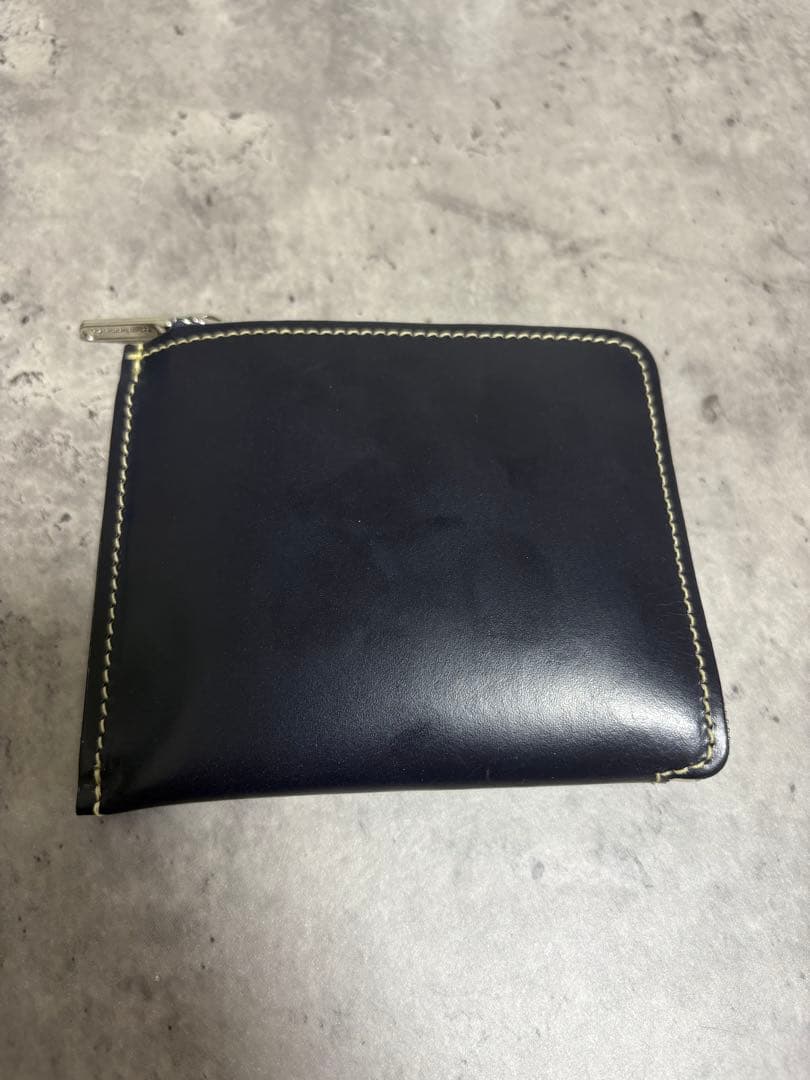ネイビー レザー ジップウォレット