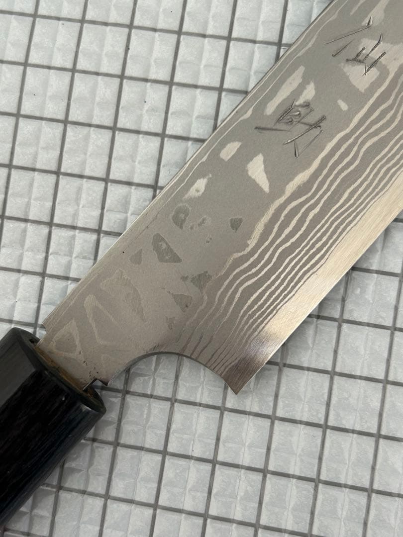 仙助 柳刃包丁 包丁 300mm 安来鋼青紙２号 ダマスカス 紫檀シノギ柄 ②