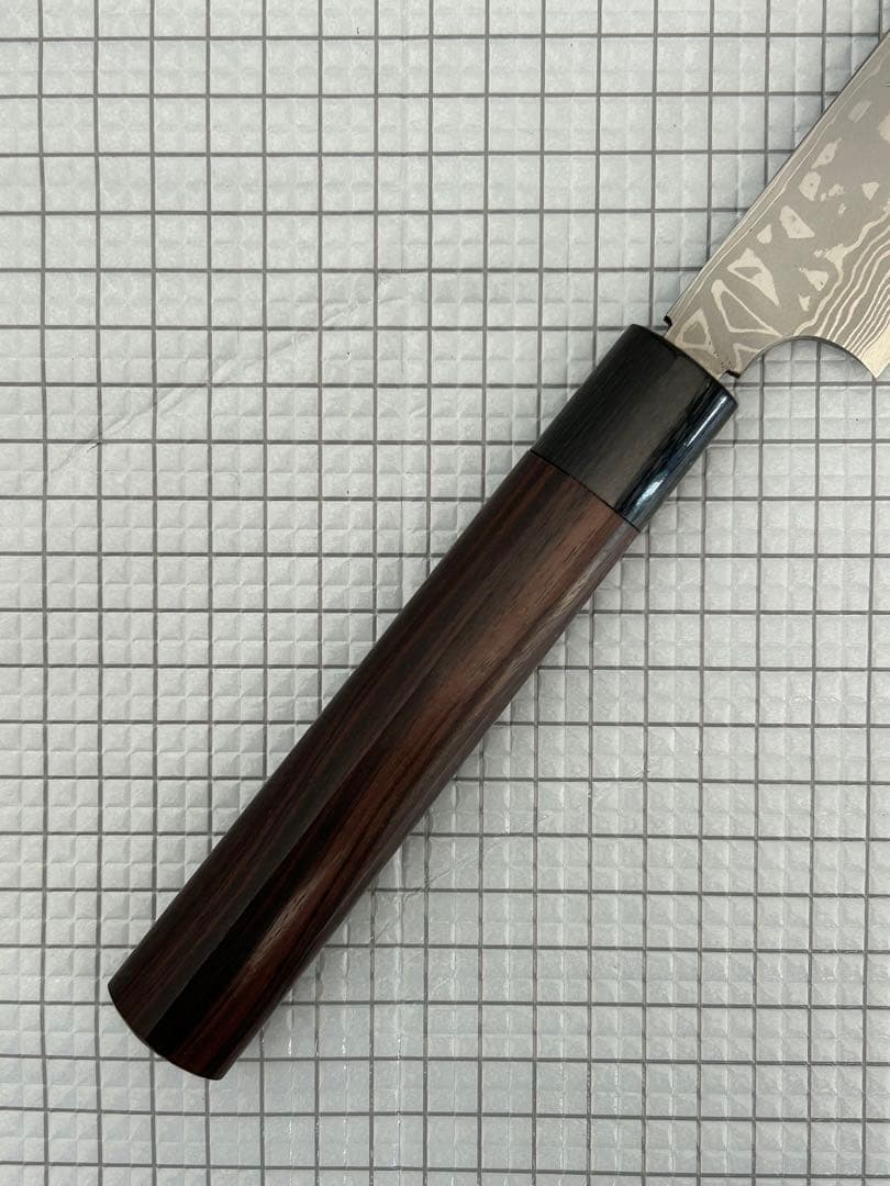 仙助 柳刃包丁 包丁 300mm 安来鋼青紙２号 ダマスカス 紫檀シノギ柄 ②