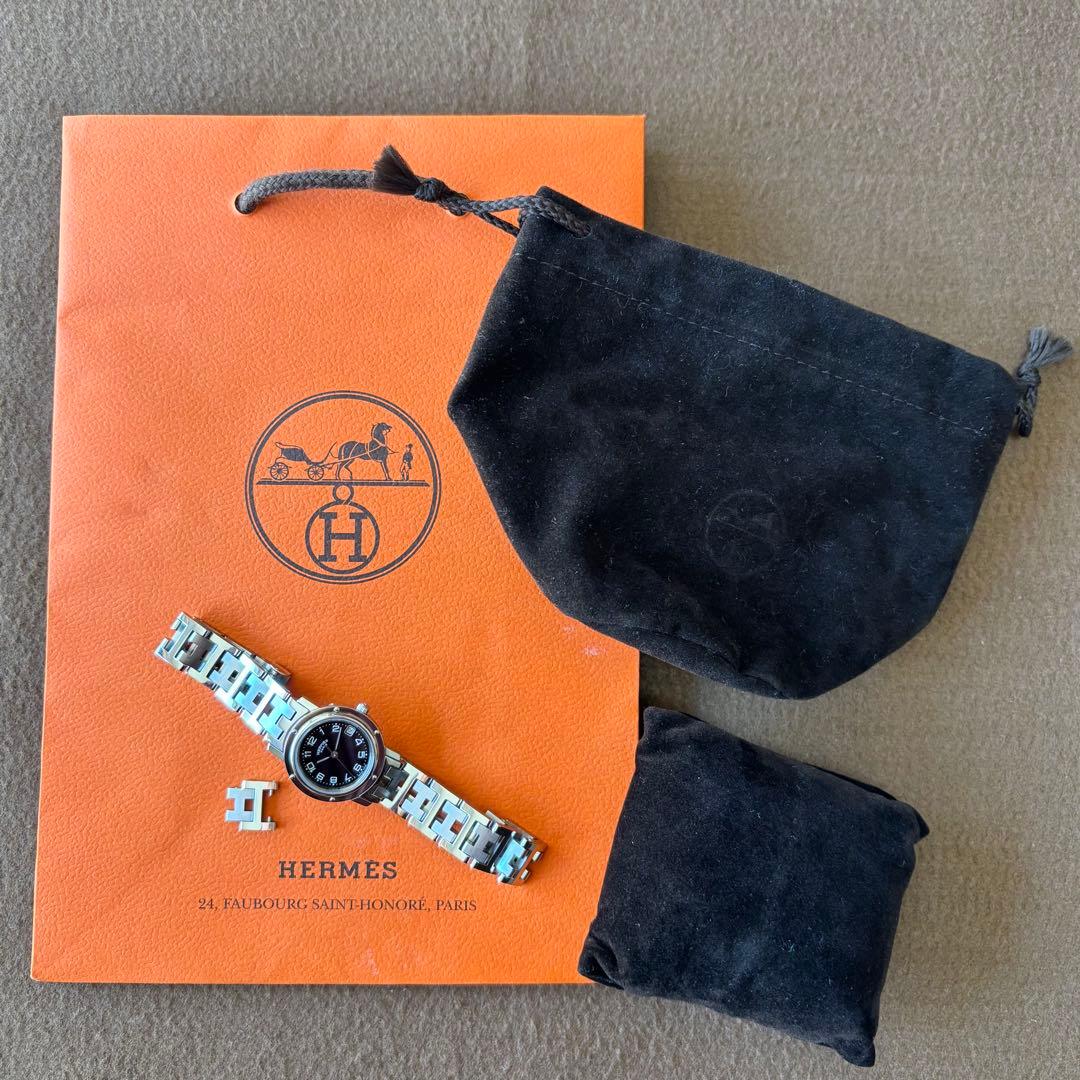 【HERMES】✨極美品✨ クリッパー レディース 腕時計 ブラック文字盤
