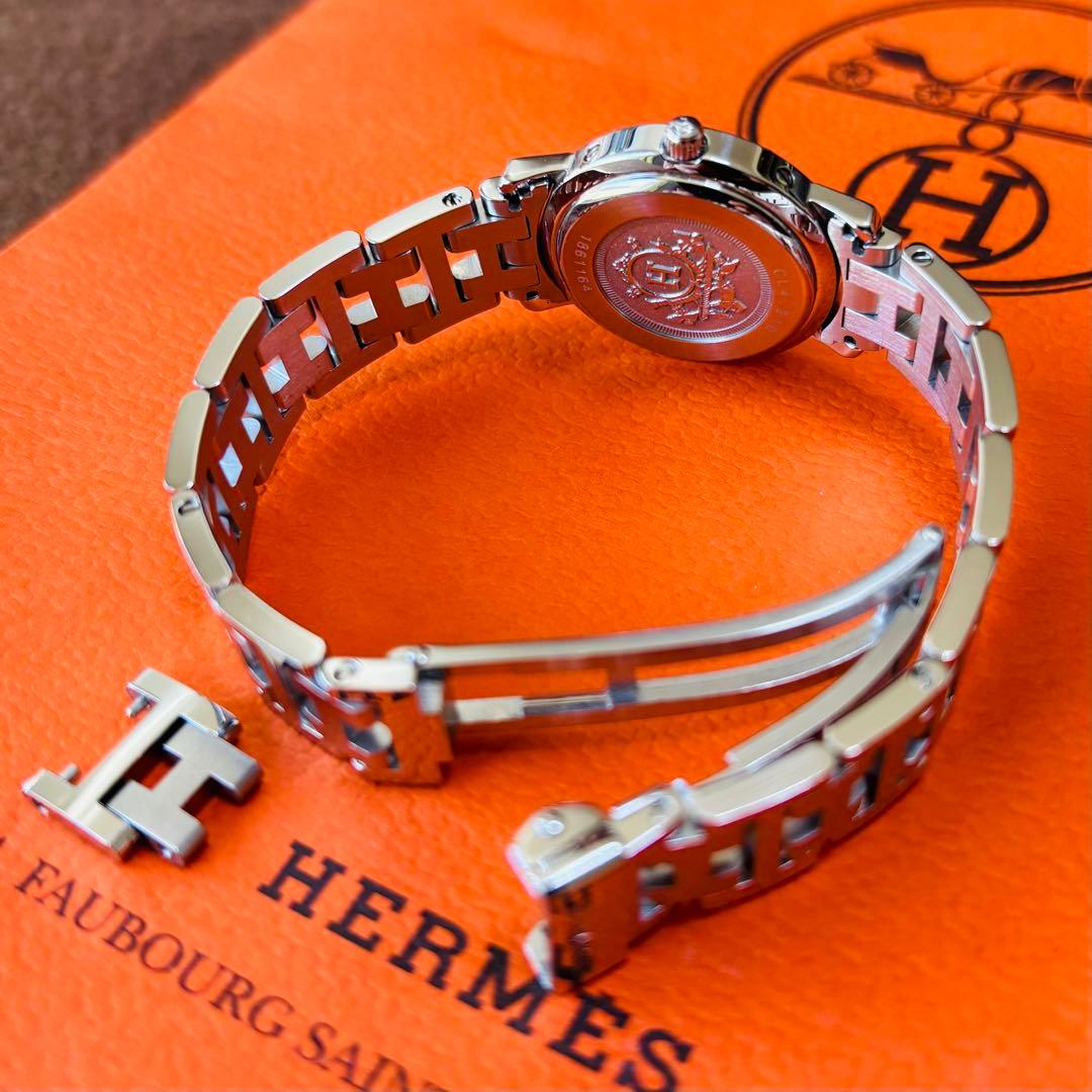 【HERMES】✨極美品✨ クリッパー レディース 腕時計 ブラック文字盤