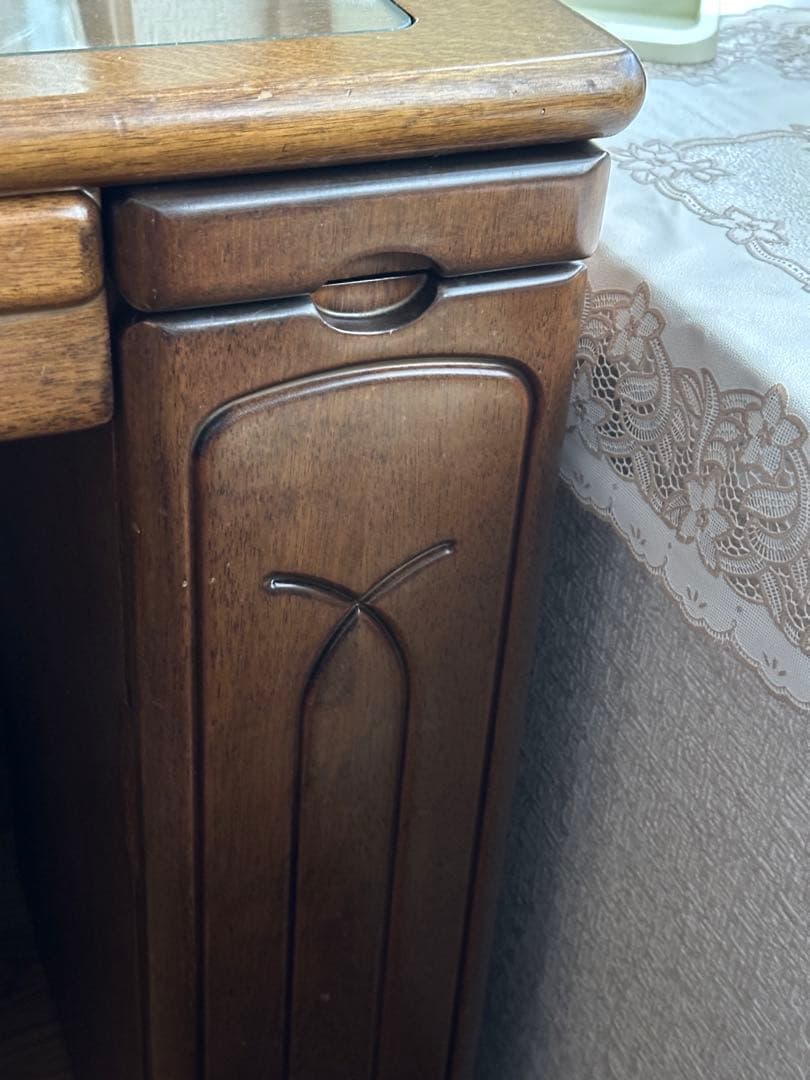 【みー】木製ドレッサー オーバルミラー付きコンセント付き　セット