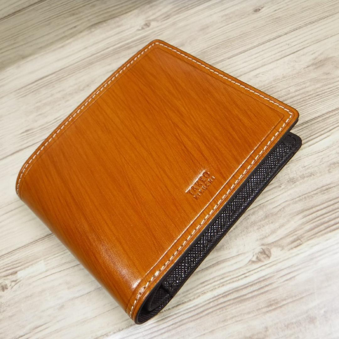 タケオキクチ 定価1万7600円 新品 タンニンレザー 二つ折り財布 牛革