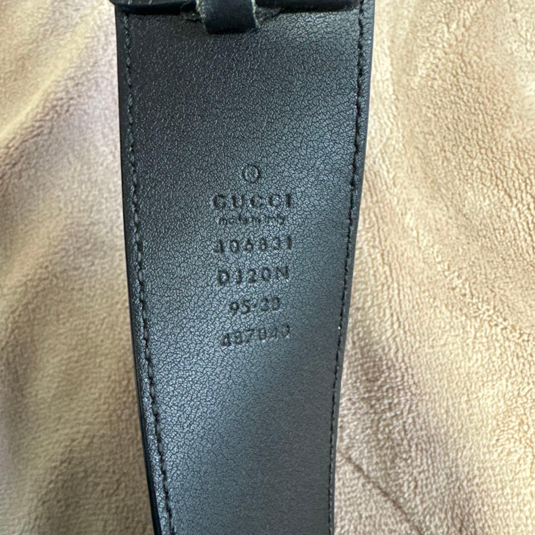 GUCCI ブラック GGバックル ベルト シルバー