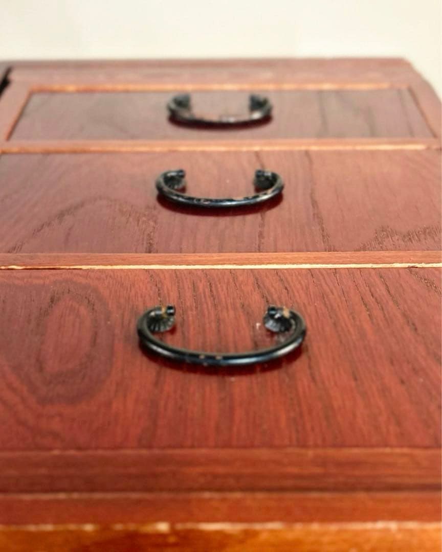 折りたたみ文机 アンティーク 日本古家具 大正〜昭和初期 無垢 三段引出 古道具