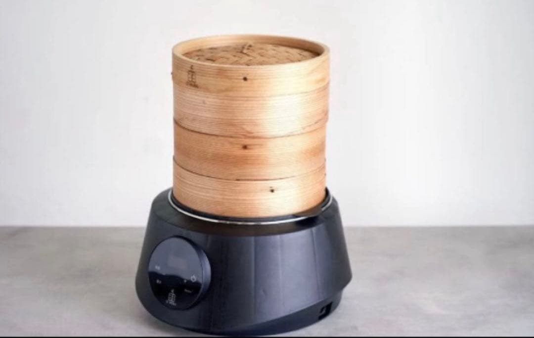 O'MUSU 電気蒸し器 せいろ オムス　黒　ブラック