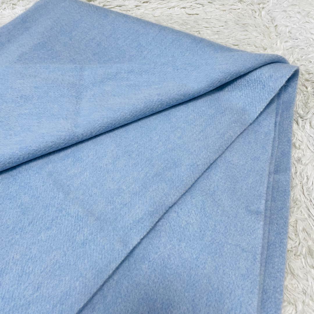 極美品◆ランバンコレクション 大判　カシミヤ100%ストール ライトブルー　水色